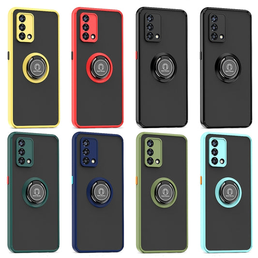 For OPPO A74 4G Q Shadow 1 Series TPU + PC Phone Case with Ring Holder(Black+Red) by buy2fix