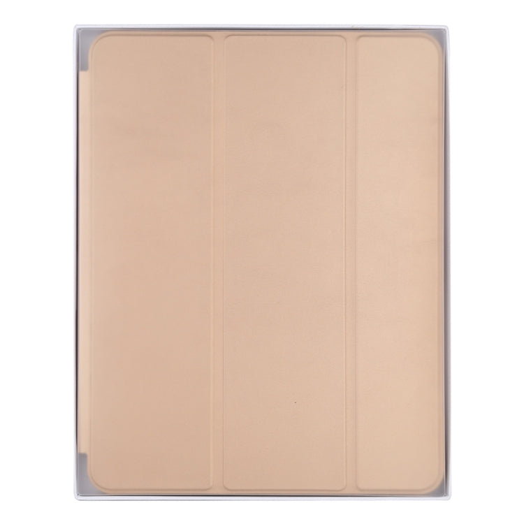 For iPad Pro 12.9 inch (2020/2021) 3-fold Horizontal Flip Smart Leather Tablet Case with Sleep / Wake-up Function & Holder(Gold) - iPad Pro 12.9 (2022/2021) Cases by buy2fix | Online Shopping UK | buy2fix
