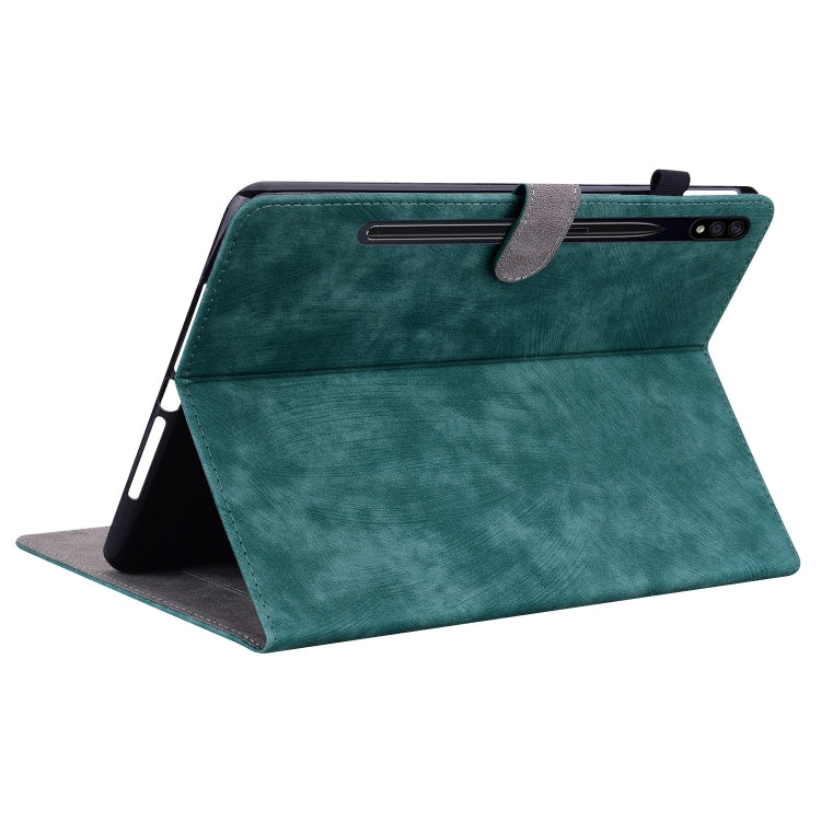For Samsung Galaxy Tab S9 Tiger Pattern Flip Leather Tablet Case(Dark Green) by buy2fix
