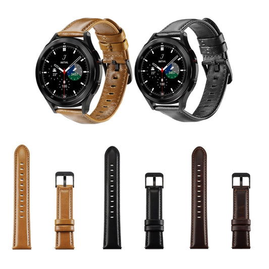 DUX DUCIS 20mm Genuine Leather Watch Band For Samsung Galaxy/Huawei/Honor Watch(Black) by DUX DUCIS