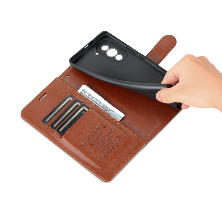 For Huawei nova 10 AZNS Sheepskin Texture Flip Leather Phone Case(Brown) by AZNS