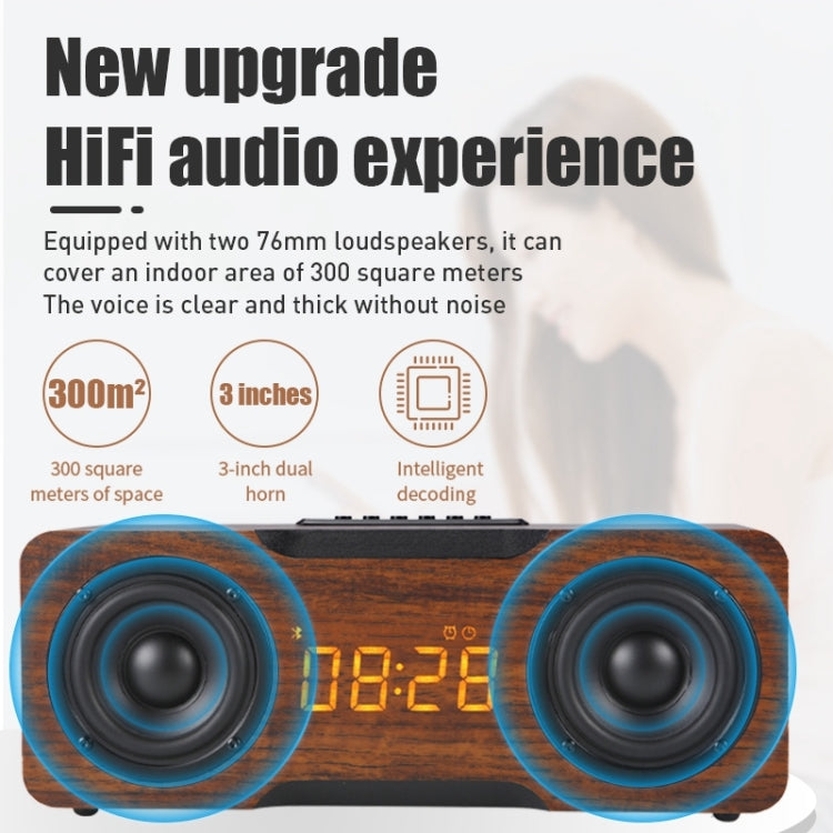 M8C Multifunctional Alarm Clock Bluetooth Speaker(Dark Brown) by buy2fix