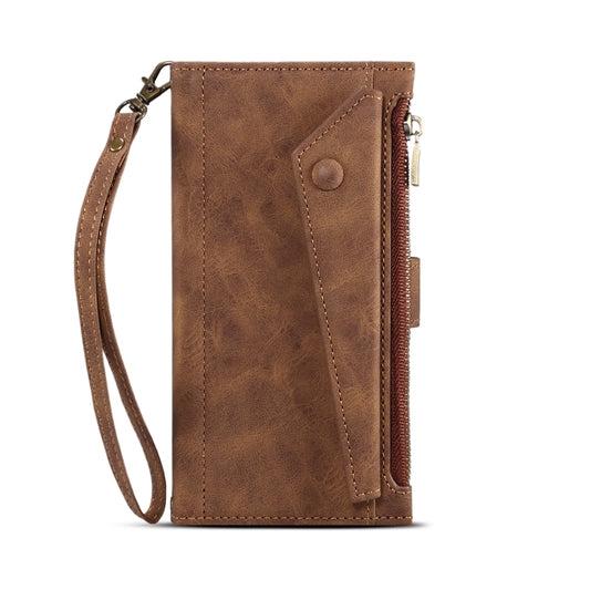 For iPhone 14 Retro Frosted RFID Flip Leather Phone Case (Brown) - iPhone 14 Cases by buy2fix | Online Shopping UK | buy2fix