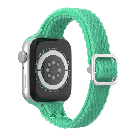 Wave Small Waist Nylon Watch Band For Apple Watch Ultra 49mm&Watch Ultra 2 49mm / Series 9&8&7 45mm / SE 3&SE 2&6&SE&5&4 44mm / 3&2&1 42mm(Green) by buy2fix