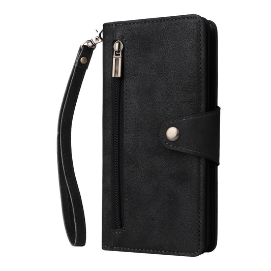 For Google Pixel 6a Rivet Buckle 9 Cards Three Fold Leather Phone Case(Black) by buy2fix