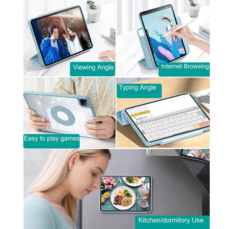 Trifold Magnetic Rotating Smart Case For iPad Pro 12.9 2018 / 2020 / 2021(Sky Blue) - iPad Pro 12.9 (2022/2021) Cases by buy2fix | Online Shopping UK | buy2fix