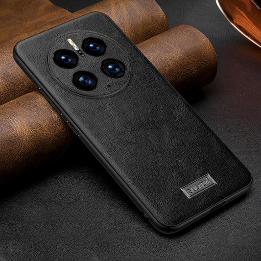 For Huawei Mate 50 Pro SULADA Shockproof TPU + Handmade Leather Protective Phone Case(Black) by SULADA