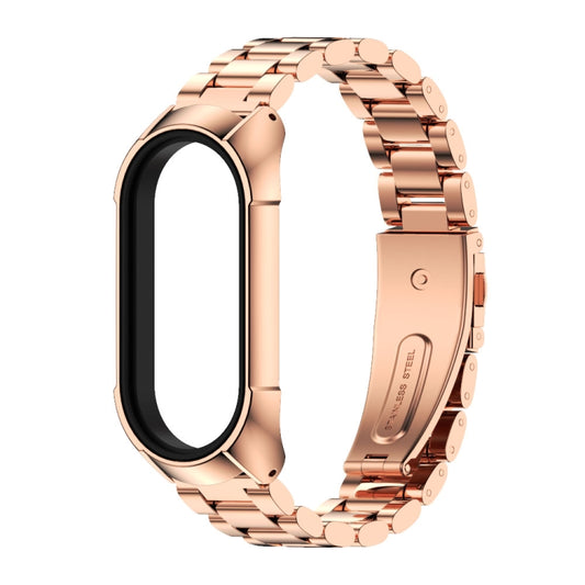 For Xiaomi Mi Band 7 / 7 NFC MIJOBS Stainless Steel Watch Band, Style:TF2 Tri-Bead(Rose Gold) by MIJOBS