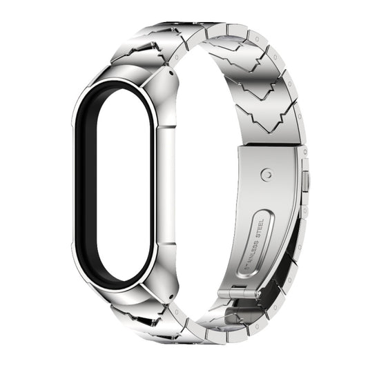 For Xiaomi Mi Band 7 / 7 NFC MIJOBS Stainless Steel Watch Band, Style:TF2 V Type(Silver) by MIJOBS