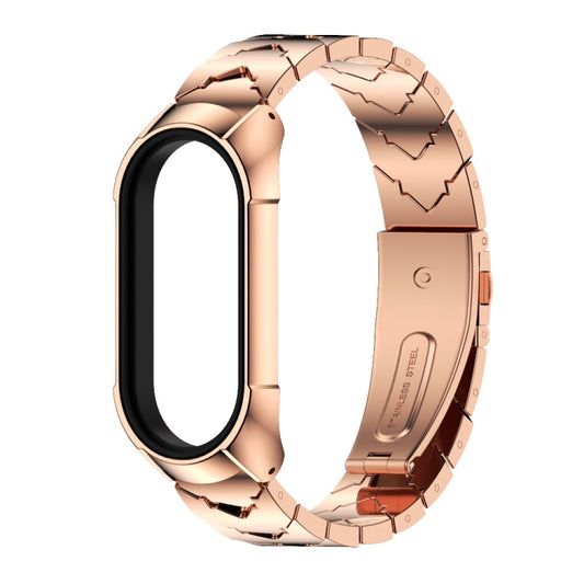 For Xiaomi Mi Band 7 / 7 NFC MIJOBS Stainless Steel Watch Band, Style:TF2 V Type(Rose Gold) by MIJOBS