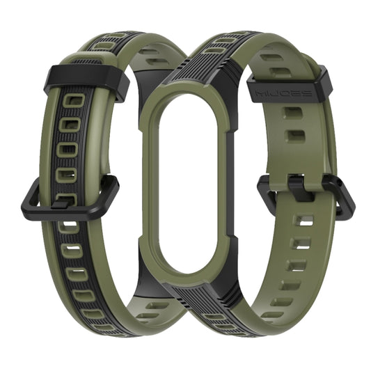 For Xiaomi Mi Band 5 / 6 / 7 MIJOBS Unibody Two-color Silicone Watch Band(Black Army Green) by MIJOBS