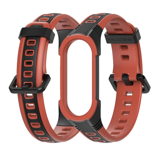 For Xiaomi Mi Band 5 / 6 / 7 MIJOBS Unibody Two-color Silicone Watch Band(Black Orange) by MIJOBS