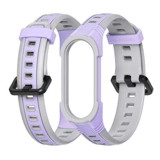 For Xiaomi Mi Band 5 / 6 / 7 MIJOBS Unibody Two-color Silicone Watch Band(Purple Grey) by MIJOBS