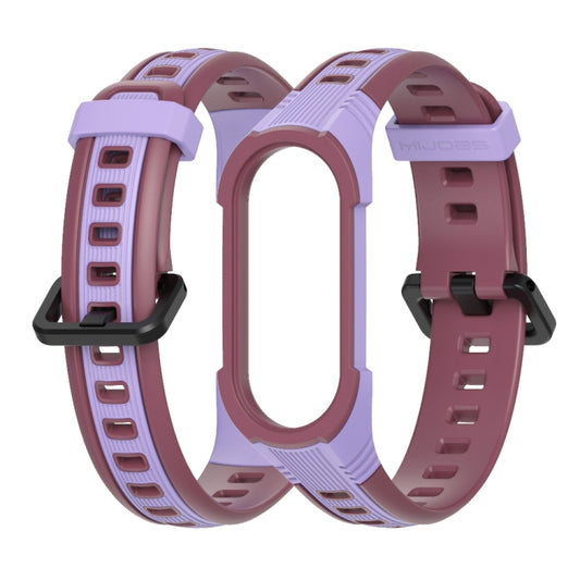 For Xiaomi Mi Band 5 / 6 / 7 MIJOBS Unibody Two-color Silicone Watch Band(Purple Wine Red) by MIJOBS