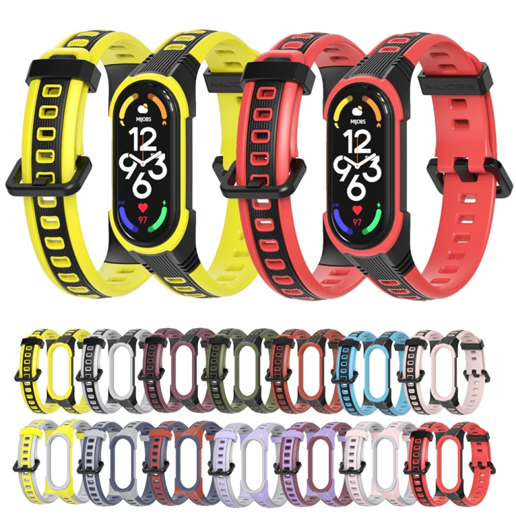 For Xiaomi Mi Band 5 / 6 / 7 MIJOBS Unibody Two-color Silicone Watch Band(Black Army Green) by MIJOBS