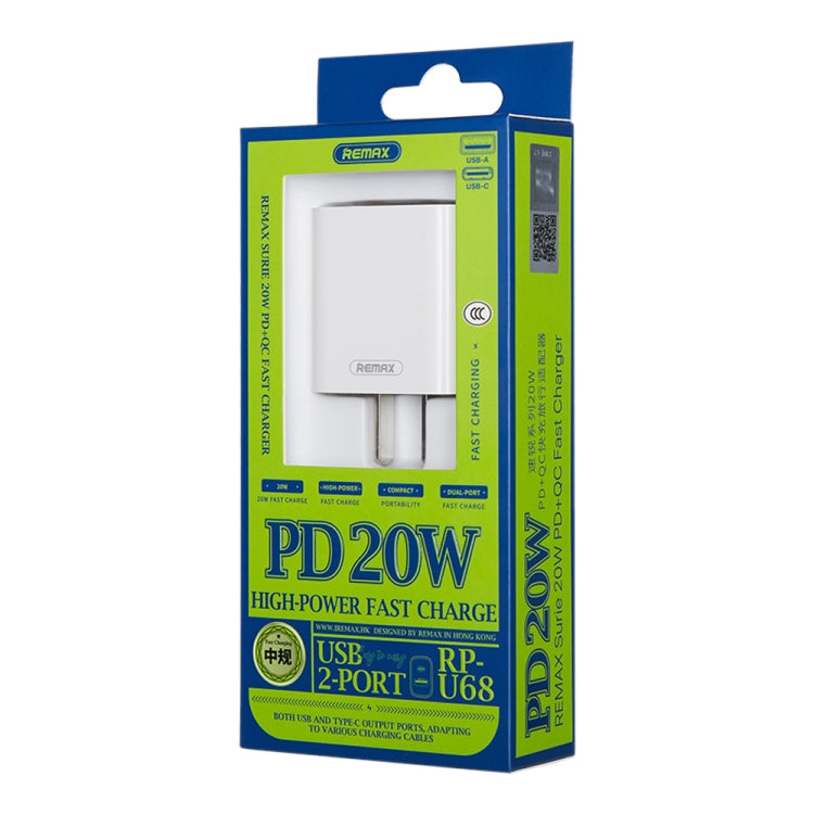REMAX RP-U68 Speedy Series 20W USB+USB-C/Type-C Interface Fast Charger, Specification:CN Plug(White) by REMAX