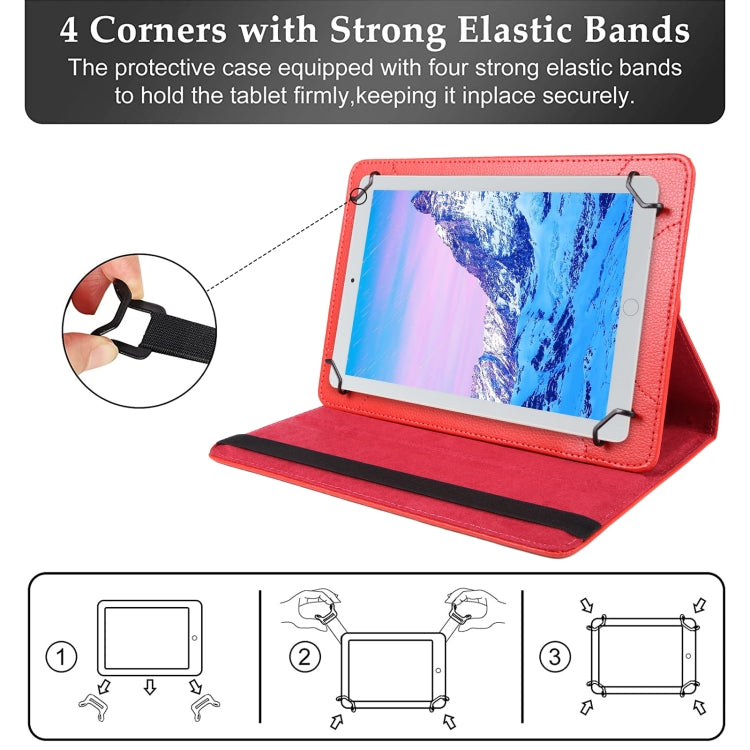 For 7 inch Tablet 360 Degree Rotation Litchi Texture Flip Leather Tablet Case(Red) - 7 inch by buy2fix | Online Shopping UK | buy2fix
