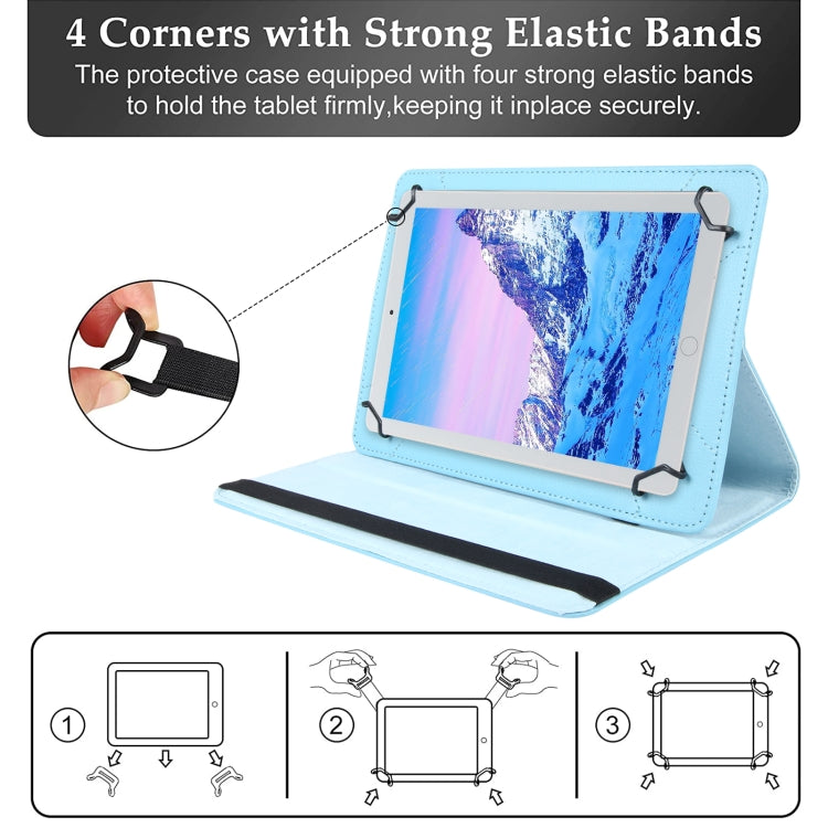 For 7 inch Tablet 360 Degree Rotation Litchi Texture Flip Leather Tablet Case(Sky Blue) - 7 inch by buy2fix | Online Shopping UK | buy2fix