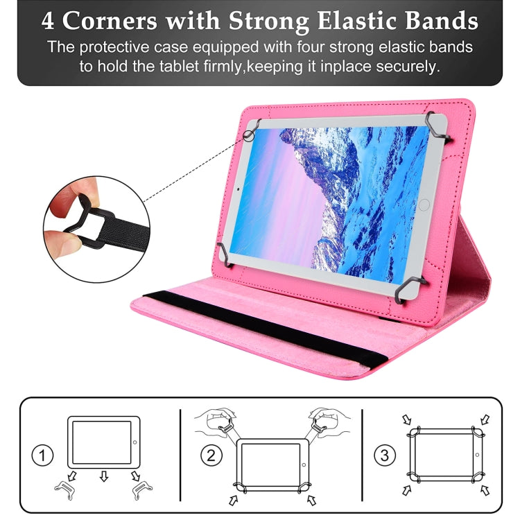 For 8 inch Tablet 360 Degree Rotation Litchi Texture Flip Leather Tablet Case(Rose Red) - 8 inch by buy2fix | Online Shopping UK | buy2fix