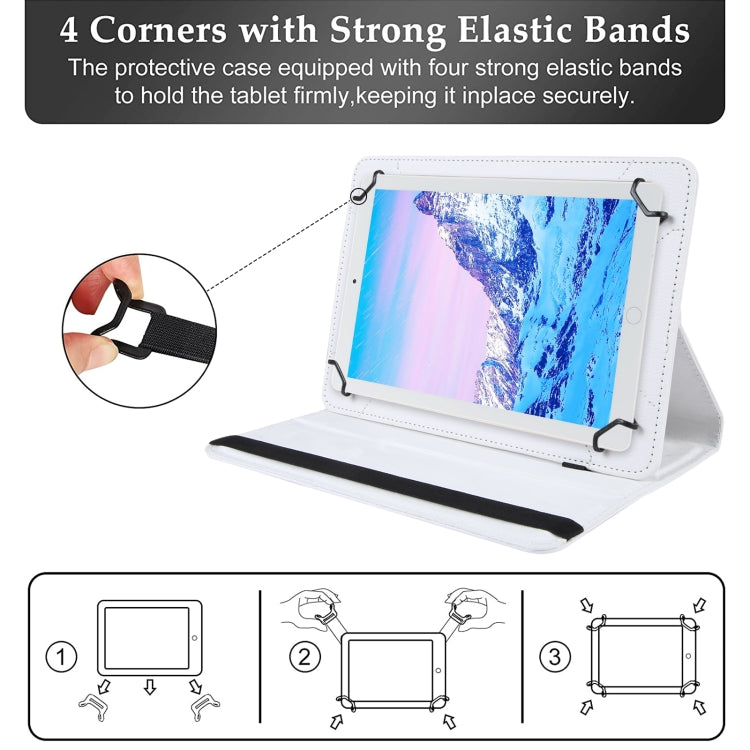 For 10 inch Tablet 360 Degree Rotation Litchi Texture Flip Leather Tablet Case(White) - 10 - 11 inch by buy2fix | Online Shopping UK | buy2fix