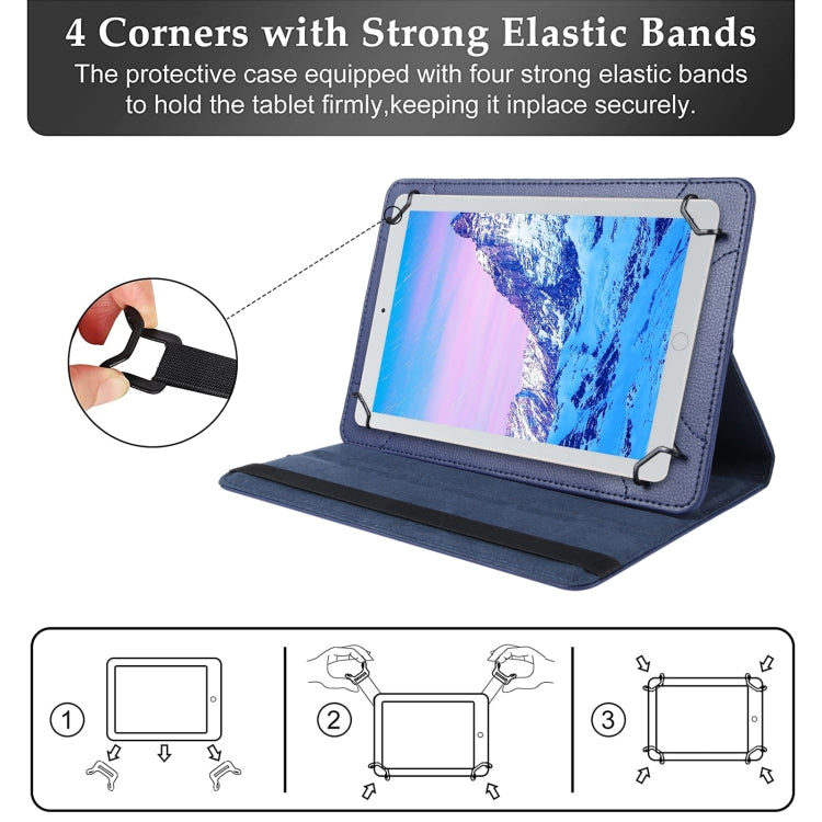 For 10 inch Tablet 360 Degree Rotation Litchi Texture Flip Leather Tablet Case(Blue) by buy2fix