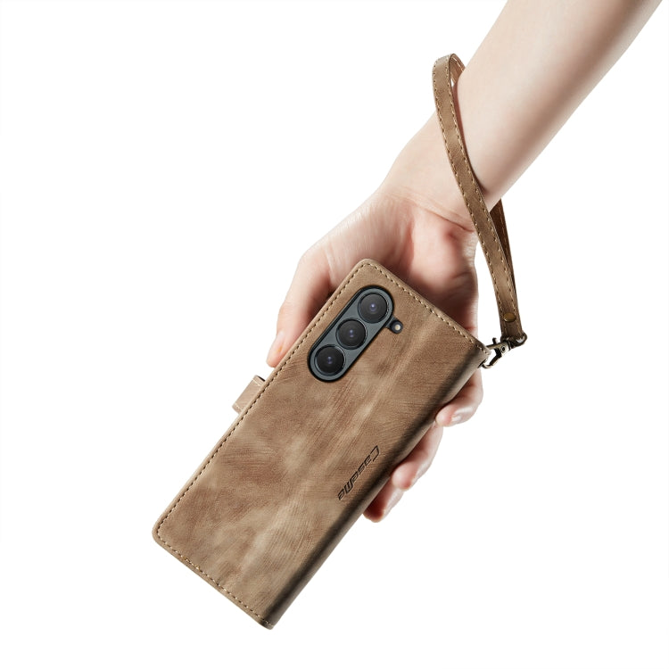 For Samsung Galaxy Z Fold6 5G CaseMe C30 Multifunctional Card Slots Zipper Phone Leather Phone Case(Brown) by CaseMe