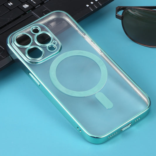 For iPhone 14 Pro MagSafe Electroplating Straight TPU Phone Case(Green) by buy2fix