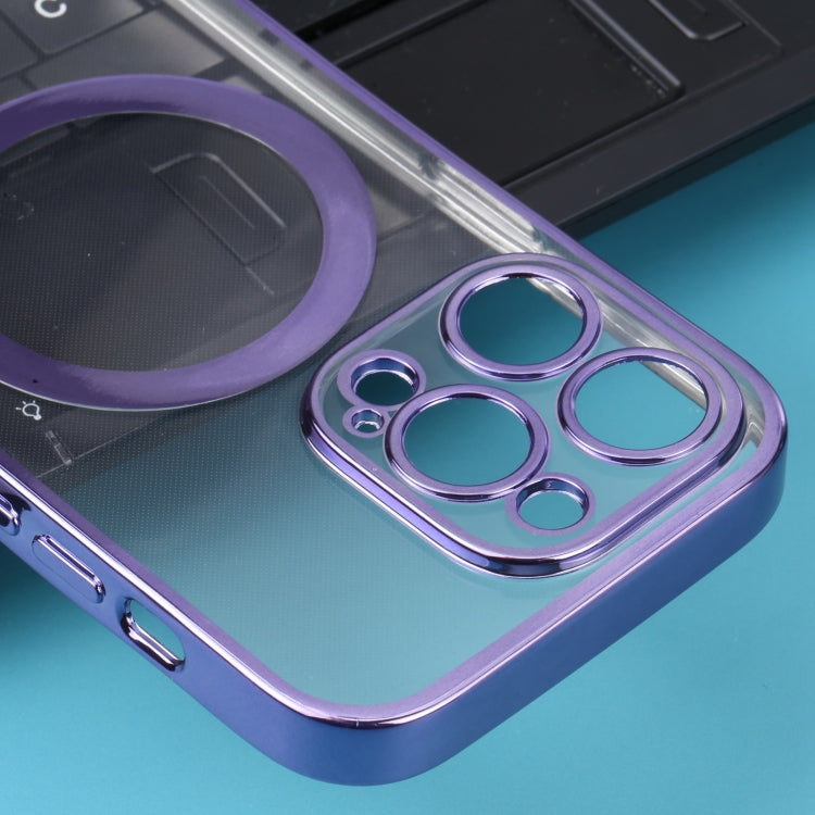 For iPhone 14 Pro MagSafe Electroplating Straight TPU Phone Case(Purple) by buy2fix