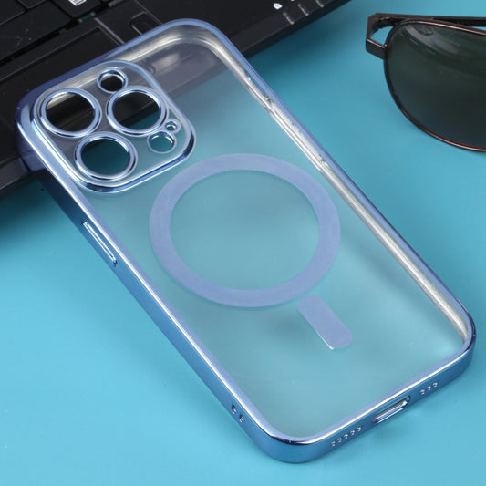 For iPhone 14 Pro MagSafe Electroplating Straight TPU Phone Case(Blue) by buy2fix