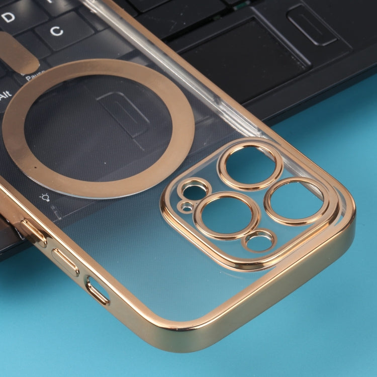 For iPhone 14 Pro Max MagSafe Electroplating Straight TPU Phone Case (Gold) by buy2fix