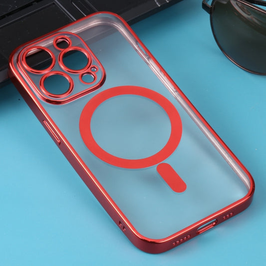 For iPhone 12 Pro Max MagSafe Electroplating Straight TPU Phone Case(Red) by buy2fix
