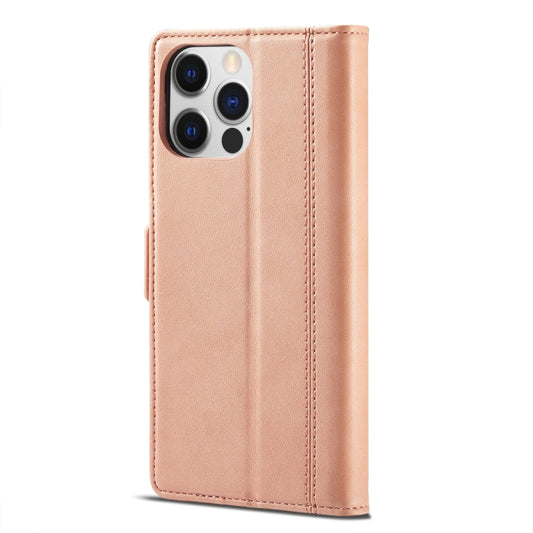 For iPhone 14 Pro LC.IMEEKE Magnetic Buckle Leather Phone Case(Rose Gold) - iPhone 14 Pro Cases by LC.IMEEKE | Online Shopping UK | buy2fix