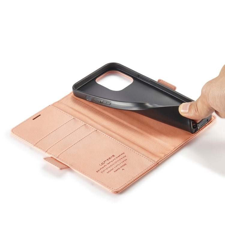 For iPhone 14 Pro LC.IMEEKE Magnetic Buckle Leather Phone Case(Rose Gold) - iPhone 14 Pro Cases by LC.IMEEKE | Online Shopping UK | buy2fix