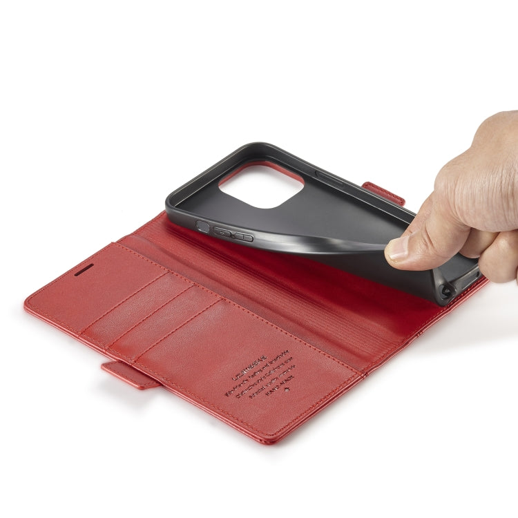 For iPhone 14 LC.IMEEKE Magnetic Buckle Leather Phone Case (Red) - iPhone 14 Cases by LC.IMEEKE | Online Shopping UK | buy2fix