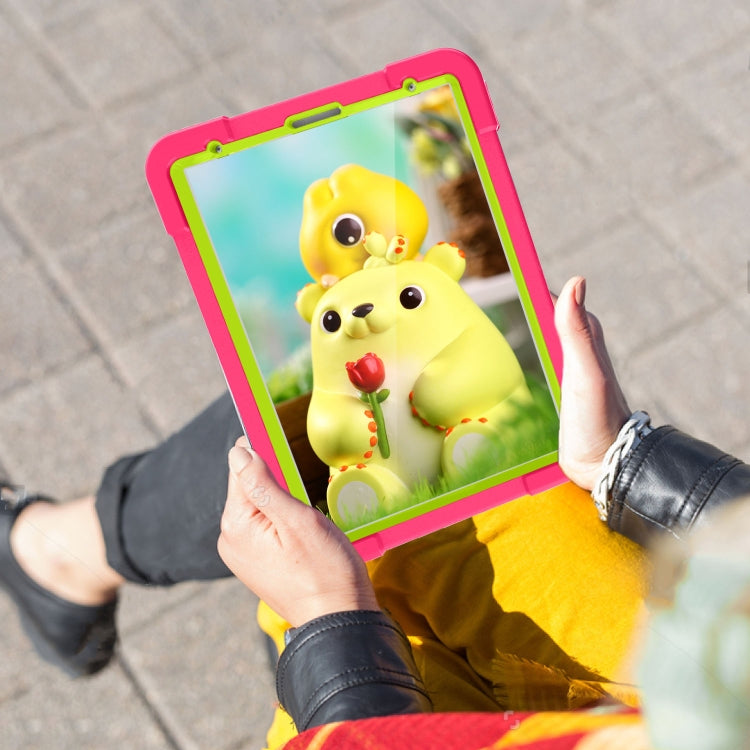 For iPad Pro 11 (2020) PC + Silicone Shockproof Combination Tablet Case with 360 Degree Rotating Holder & Handle(Rose Red+Grass Green) - iPad Pro 11 (2020) Cases by buy2fix | Online Shopping UK | buy2fix