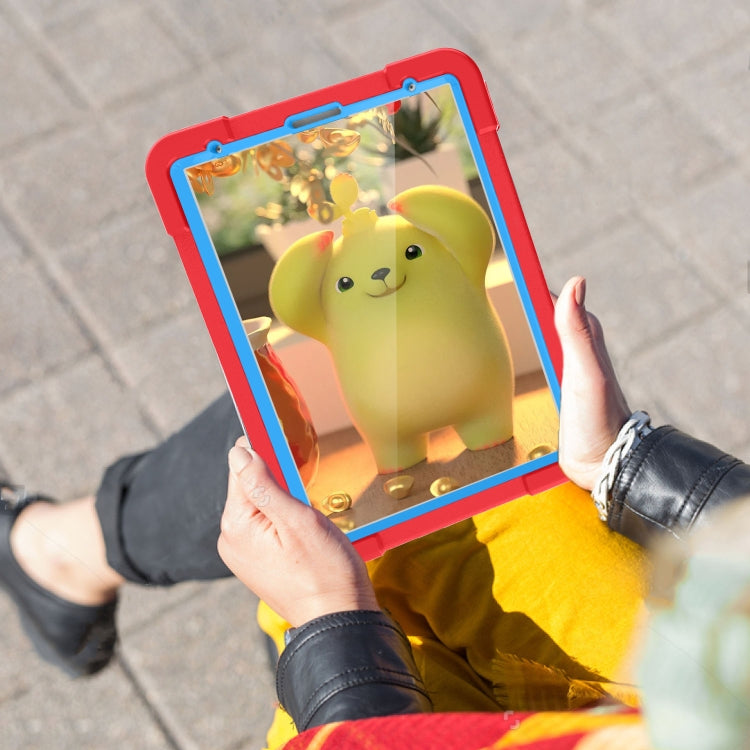 For iPad Pro 11 (2020) PC + Silicone Shockproof Combination Tablet Case with 360 Degree Rotating Holder & Handle(Red+Blue) - iPad Pro 11 (2020) Cases by buy2fix | Online Shopping UK | buy2fix