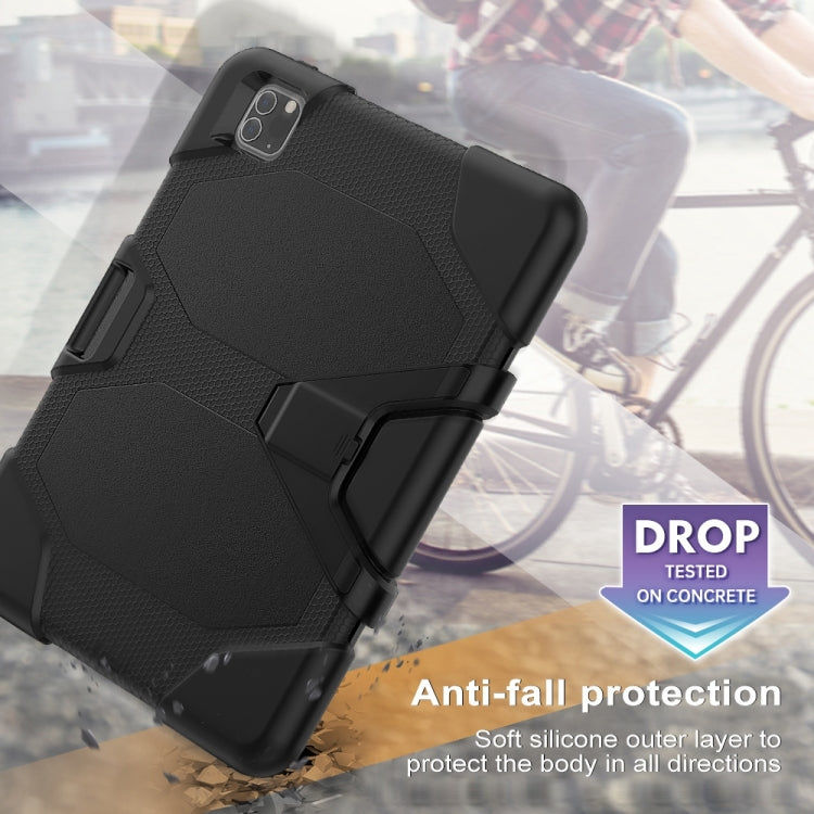 For iPhone 11 Pro For iPad Pro 11 inch (2020) Shockproof Colorful Silicon + PC Protective Case with Holder & Shoulder Strap & Hand Strap & Pen Slot(Black) - iPhone 11 Pro Cases by buy2fix | Online Shopping UK | buy2fix