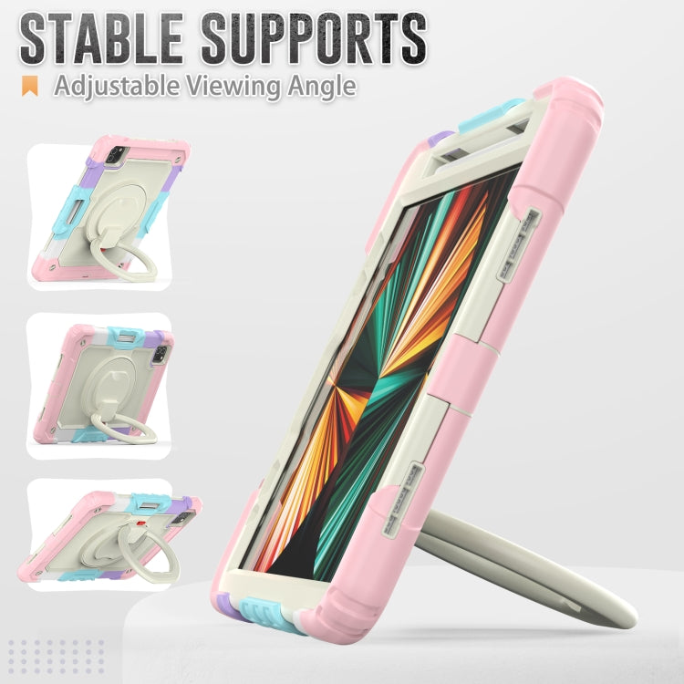 For iPad Pro 11 2022 / 2021 Bracelet Holder Silicone + PC Tablet Case For iPad Pro 11(Colorful Pink) - iPad Pro 11 (2022/2021) Cases by buy2fix | Online Shopping UK | buy2fix