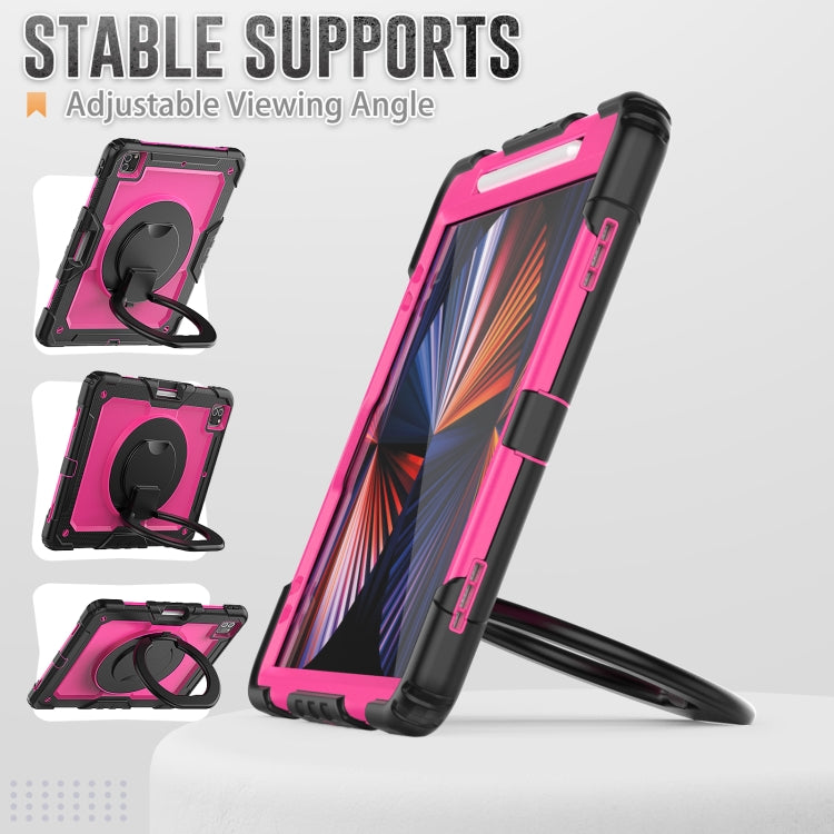 For iPad Pro 12.9 2021 Bracelet Holder Silicone + PC Tablet Case(Rose Red) - iPad Pro 12.9 (2020) Cases by buy2fix | Online Shopping UK | buy2fix