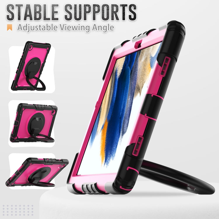 For Samsung Galaxy Galaxy Tab A8 Bracelet Holder Silicone + PC Tablet Case(Rose Red) - Other Galaxy Tab PC by buy2fix | Online Shopping UK | buy2fix