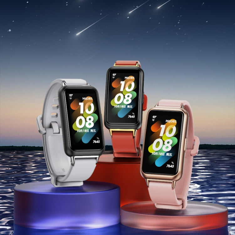 For Huawei Band 7 / 7 NFC MIJOBS Breathable Silicone Watch Band(Black) by MIJOBS