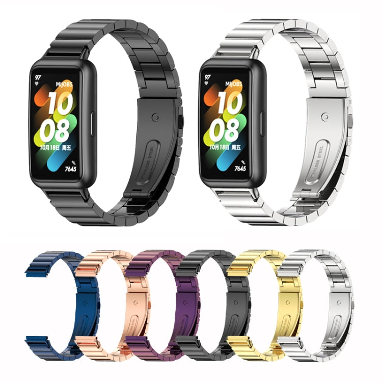 For Huawei Band 7 / 7 NFC Mijobs Bamboo Stainless Steel Metal Watch Band(Silver) by MIJOBS