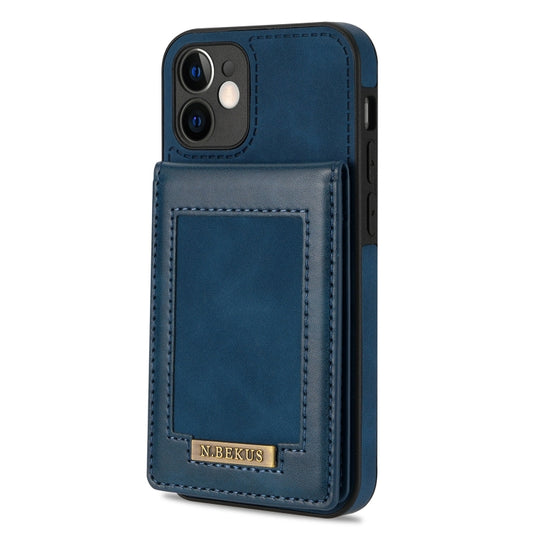 For iPhone 12 N.BEKUS Vertical Flip Card Slot RFID Phone Case(Blue) - iPhone 12 / 12 Pro Cases by N.BEKUS | Online Shopping UK | buy2fix