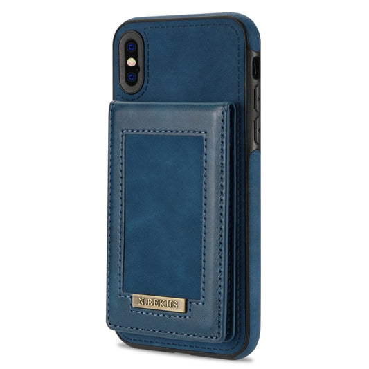 For iPhone XS Max N.BEKUS Vertical Flip Card Slot RFID Phone Case(Blue) - More iPhone Cases by N.BEKUS | Online Shopping UK | buy2fix