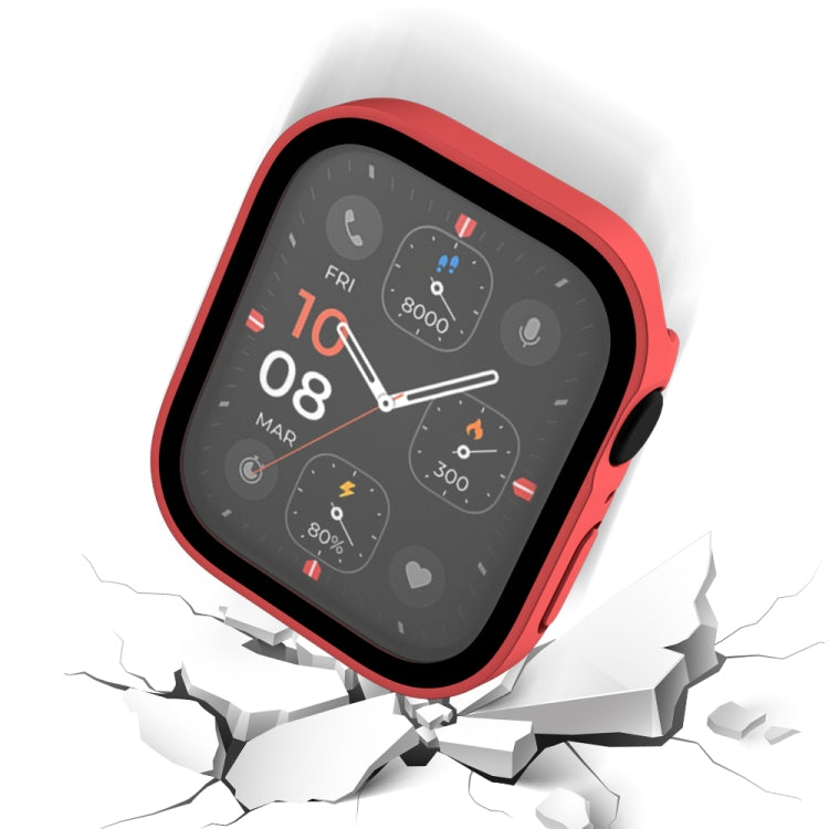 Life Waterproof Frosted 2 in 1 PC Frame + Tempered Glass Protective Case For Apple Watch Series 6 / 5 / 4 / SE 44mm(Red) by buy2fix