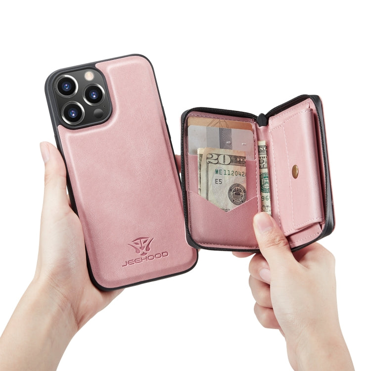 For iPhone 14 Pro Max JEEHOOD Magnetic Zipper Wallet Leather Phone Case (Pink) - iPhone 14 Pro Max Cases by JEEHOOD | Online Shopping UK | buy2fix