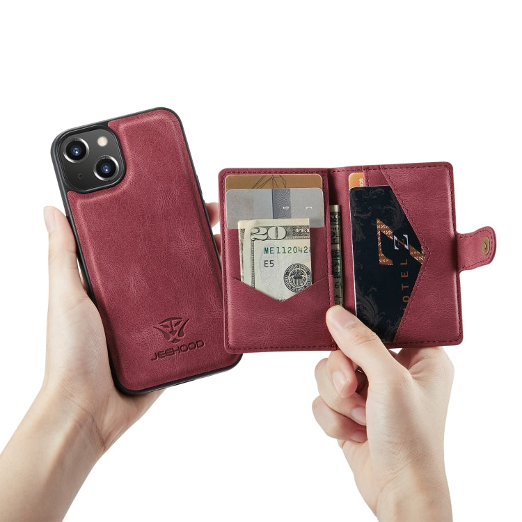 For iPhone 14 Plus JEEHOOD Retro Magnetic Detachable Leather Phone Case (Red) - iPhone 14 Plus Cases by JEEHOOD | Online Shopping UK | buy2fix