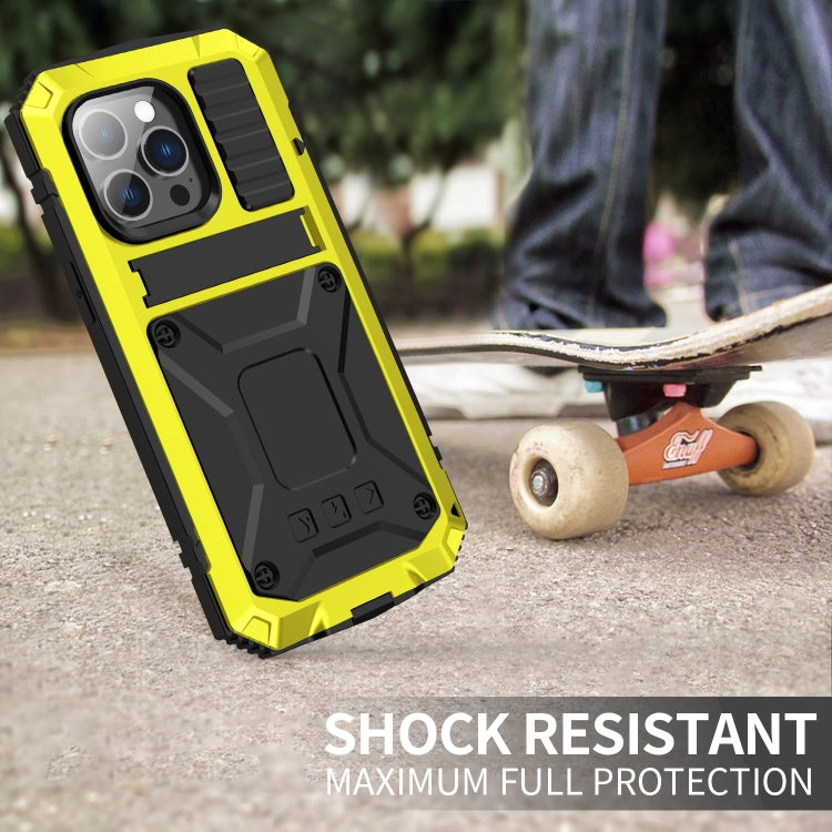 For iPhone 14 Pro R-JUST Shockproof Waterproof Dust-proof Case with Holder(Yellow) by R-JUST