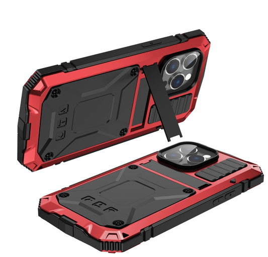 For iPhone 14 Pro R-JUST Shockproof Waterproof Dust-proof Case with Holder(Red) by R-JUST
