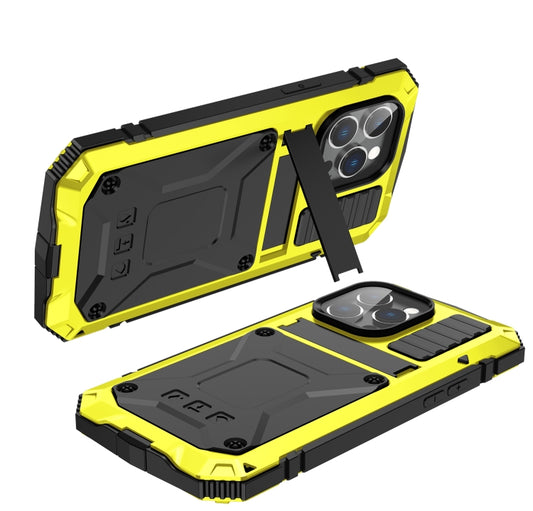 For iPhone 14 Pro Max R-JUST Shockproof Waterproof Dust-proof Case with Holder (Yellow) by R-JUST